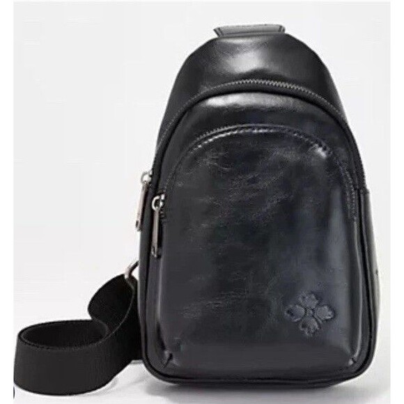 Patricia Nash Louetta Sling Bag Crossbody Distressed Vintage Leather Black NWT - Picture 1 of 7